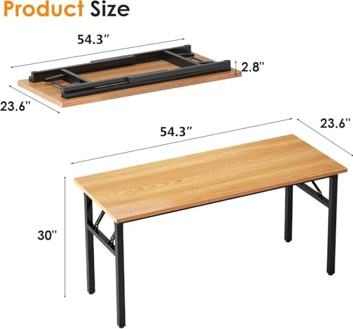 Need Office Computer Desk 54.3 Inch Sturdy Folding Laptop Table Teak - Image 3