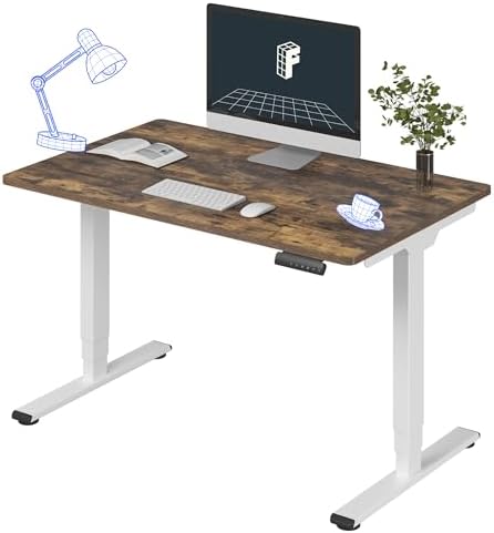 FLEXISPOT E6 3-Stage Dual Motor Electric Standing Desk 48 x 30 Sit Stand Up Desk, Holds 220 lbs, Adjustable Height w/Memory Presets, One-Piece Special Walnut Desktop & White Frame, Ships in 2 Boxes by Unknown