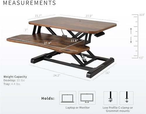 VIVO Rustic Vintage Brown 28 in Standing Desk Converter, DESK-V028KN - Image 3