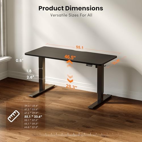 CubiCubi Electric Height Adjustable Standing Desk 55x24 Inch, Black - Image 2