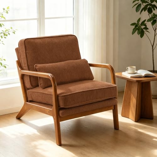 Karl home Mid-Century Modern Accent Reading Chair, Brown by Karlhome