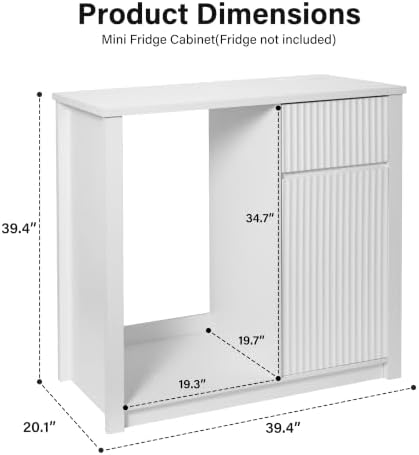 Mini Fridge Cabinet with Storage & Power Outlet, Coffee Bar Cabinet, White - Image 2