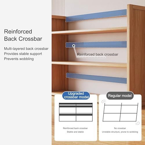Wood Dorm Desk Hutch Organizer Shelf 2 Tier Desktop Bookshelf Workspace Organizers Storage Display Rack for Office Home Dormitory(Brown,3 Layers_70CM/27.6IN) - Image 4