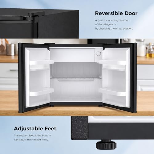 Antarctic Star Compact Refrigerator Mini Fridge with Single Reversible Door,Wire Shelf,Defrost Button, for Bedroom/Office/Dorm,1.3 Cu. Ft,Blcak - Image 4