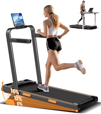 16% Incline Walking Pad Treadmill, 3-in-1 Under Desk Treadmill with Handles by CURSORFITNESS