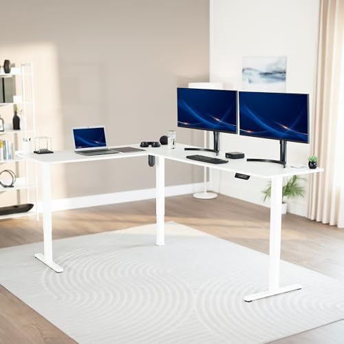VIVO White 84 x 63 in Corner Standing Desk, DESK-E3CTWW-84 - Image 2