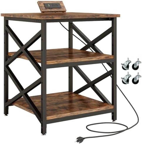 METYERRY 24"x23.6" Large Printer Stand with Power Outlet, 3 Tier Cart by METYERRY