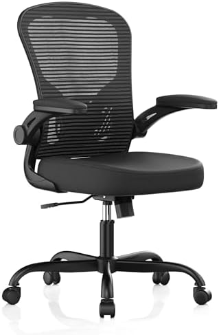 Office Chair, Ergonomic Desk Chairs 330LBS Capacity High Back Mesh Computer Chair with Flip-up Armrests, Comfy Work Chair with Adjustable Lumbar Support, Rolling Chair by Synorla
