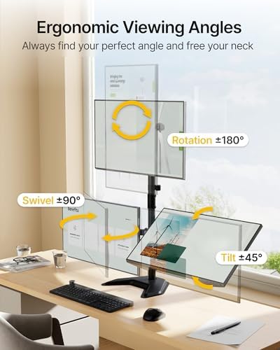 monTEK Freestanding Triple Monitor Stand for 17-32" Screens, 22 lbs Each - Image 3