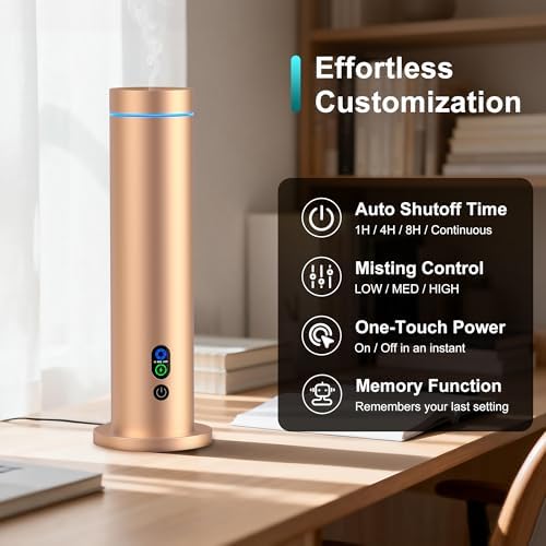 Maromalife Waterless Diffuser, Essential Oil Diffuser, 1000 Sq.Ft Coverage Scent Diffuser – Plug-in Only, Adjustable Mist, Remote, Mood Lights for Home & Office, Large Room, Hotel, Gold - Image 4