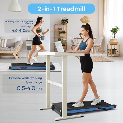 GOYOUTH Walking Pad Treadmill, Under Desk Treadmill for Home Office, Wide Belt Compact Treadmills 300 lbs Capacity, 2.25HP Shock-Absorbing Walking Jogging Running Machine Remote Included - Image 6