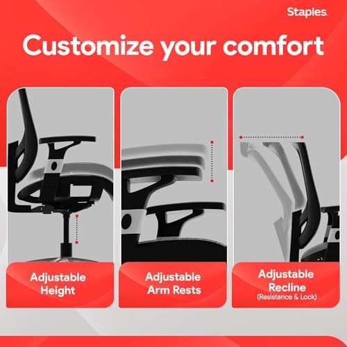 Staples Ergonomic Mesh Task Chair with Lumbar Support, Swivel, Gray - Image 5