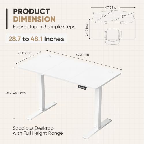 Furmax 48 Inches Electric Height Adjustable Standing Desk Home Office Desk - Image 3