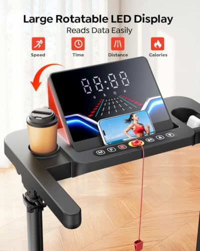 TOPUTURE Walking Pad Treadmill with Adjustable Handle Bar & Incline, Foldable Treadmills for Home Office, Portable Walking Pad with Desk, LED Display, App & Remote Control - Image 4