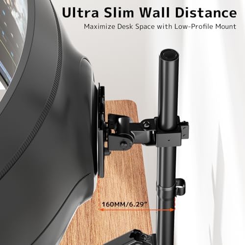 Triple Monitor Mount up to 49 inches, Fully Adjustable Heavy Duty 3 Monitor Arm with Gas Spring, Desk Mount for 3 Screens, C-Clamp & Grommet Base, Holds 44 lbs, Black - Image 5