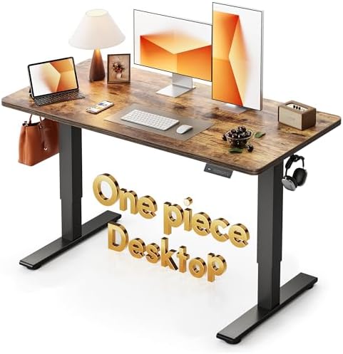 CubiCubi 48 x 24 Electric One-Piece Standing Desk, Rustic Brown by CubiCubi
