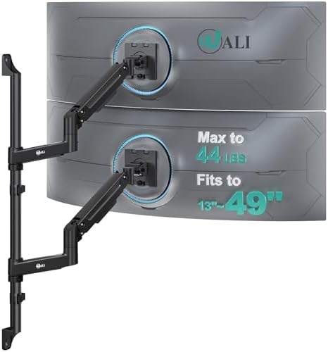 WALI Vertical Dual Monitor Wall Mount for 13-49 inch Screens, 44lbs per Arm by WALI