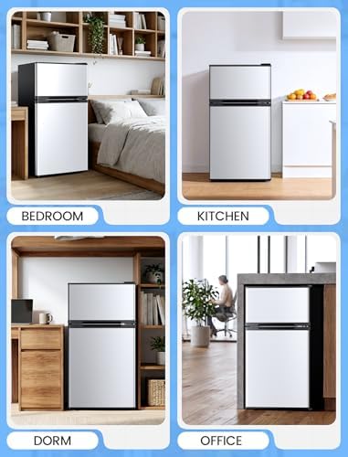 COWSAR 2.5 Cu.Ft Mini Dorm Fridge with Freezer for Bedroom, Office, Silver - Image 6