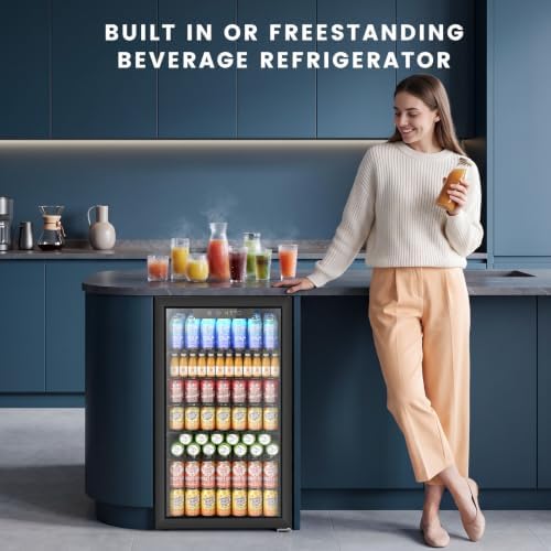 Electactic Mini Fridge 130 Can Beverage Refrigerator Cooler, 3.2 Cu.Ft Drink Fridge for Soda Wine Beer, Adjustable Temperature Control for Home Office, Black - Image 5