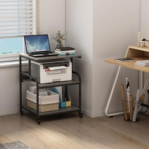 Fannova Gray Printer Stand, 23.6"x18.9" Large Printer Table with Storage - Image 7