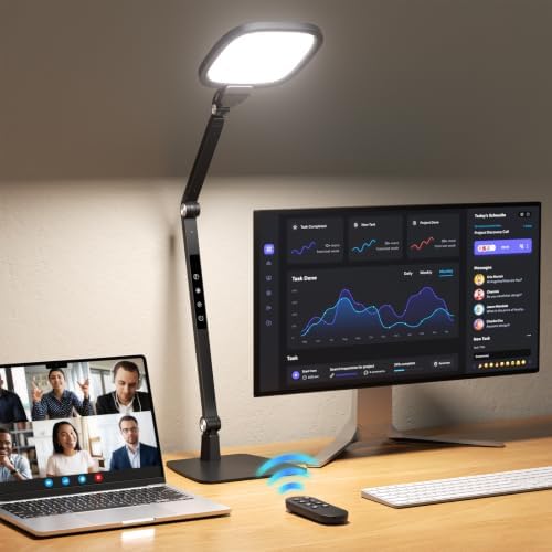 LED Desk Lamp for Home Office Video Calls, Reading, Swing Arm Task Lights by Kaulsoue
