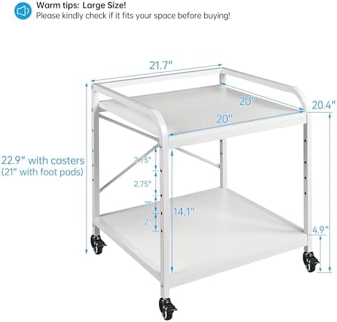 Fannova Large Printer Stand for Under Desk Storage, Adjustable Top Shelf - Image 4