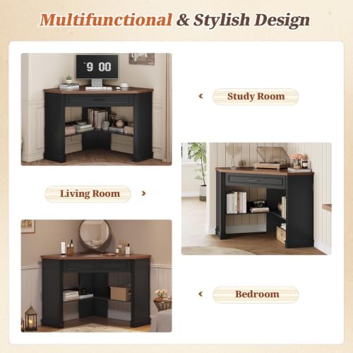 SEDETA Farmhouse Corner Desk for Small Space, White Small Computer Desk - Image 7