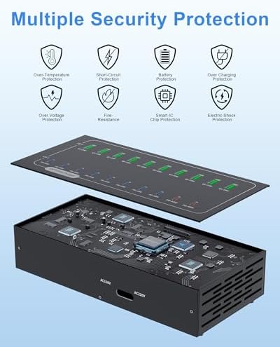 20 Port 580W USB Charging Station, Dual PD-45W USB C Charger Block - Image 6
