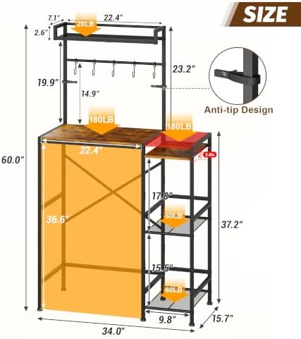Over Mini Fridge Storage Shelf Fridge Stand for Dorm with 5 Lockable Hooks - Image 2