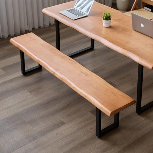 Stylish Brown Wooden Long Bench with Sturdy Metal Legs – Versatile Seating for Office, Restaurant, Living Room, and Meeting Room(Brown Bench, 63in) - Image 5
