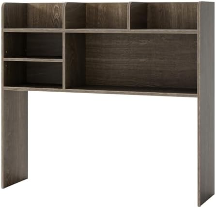 BECOMFORT Desk Hutch, Desk Organizer Shelf w/ 6 Storage Compartments, up to 32” Monitor, Wooden Display Rack, Desktop Bookshelf for Vanity Dressing Tabletop College Dorm Home & Office by BECOMFORT