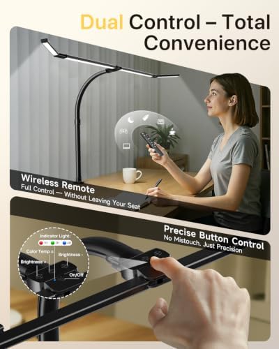 ONEMIX LED Desk Lamp with Clamp, 42-Inch 4-Panel Light for Dual Monitors - Image 5