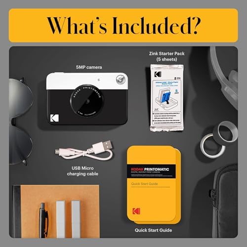 KODAK Printomatic Full-Color Instant Print Digital Camera, Zink 2x3" (5.1x7.5 cm) Sticky-Back Photo Paper, 5MP, Portable, Creative Fun Gift for Birthday, Christmas, Holiday, Black - Image 3