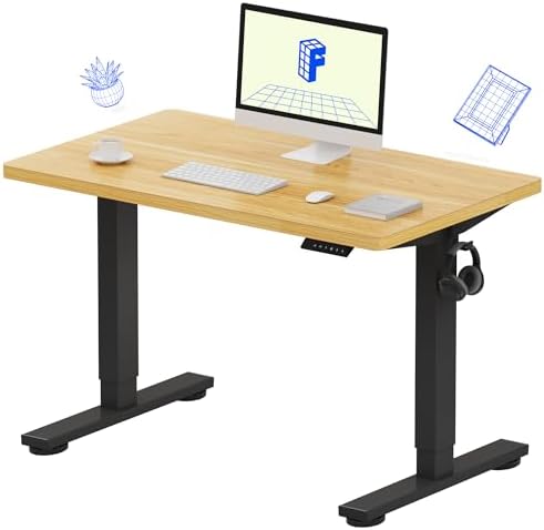 FLEXISPOT EN1 One-Piece Standing Desk, Electric Adjustable with 4 Memory Presets, 176 LBS Capacity, Stable & Quiet, Seamless Desktop for Home Office & Dual Monitors, 40"x24" Maple by Unknown