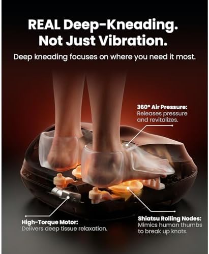 BOB AND BRAD Foot Massager with Heat, Shiatsu Deep Kneading & Air Compression for Plantar Fasciitis, FSA Eletric Feet Massager Machine, Fits US Size 12, HSA Eligible - Image 4