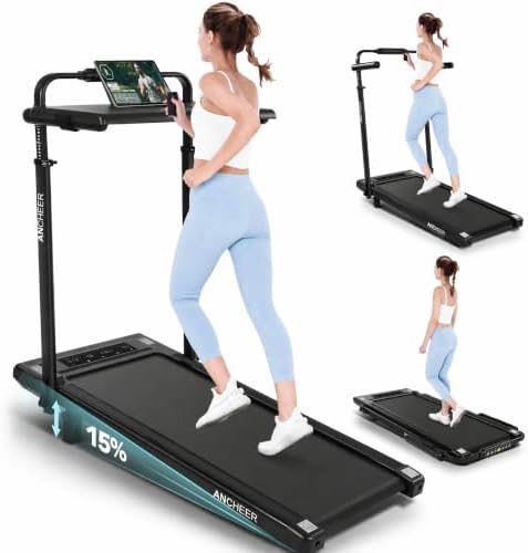 ANCHEER Walking Pad with 15% Incline, Foldable Treadmill with Handle & Desk by YourHealthyLifestyle