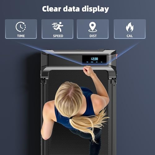 Walking Pad Treadmill for Home - Folding Treadmills with Handle Bar Portable Compact Fold up Indoor Foldable Handles Electric Walk Pads Small Spaces Mini Running Quiet Under Bed Office - Image 5