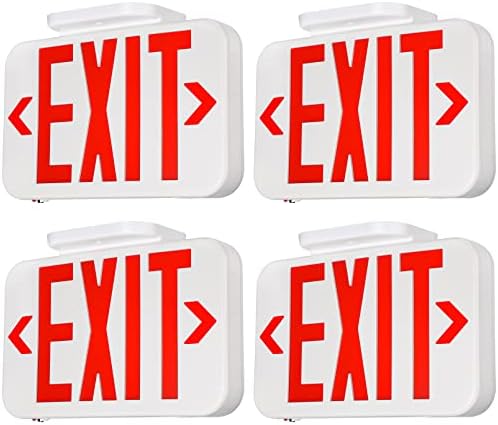 TORCHSTAR 4-Pack Red Letter LED Exit Sign with Battery Backup, White by TORCHSTAR