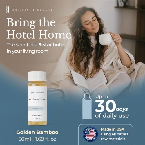 Brilliant Scents Golden Bamboo Fragrance Oil for Diffuser, 50ml - Inspired by Trump Tower Hotel Scent - Premium Home & Hotel Essential Oils for Waterless & Cold Air Diffuser, USA Made - Image 2