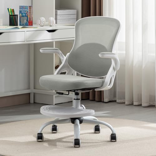 Kids Desk Chair,Ergonomic Study Chair with Adjustable Height,Swivel Mesh Desk Chair with Wheels,Home Office Chair for Children in Home Bedroom Grey by MINPINSER
