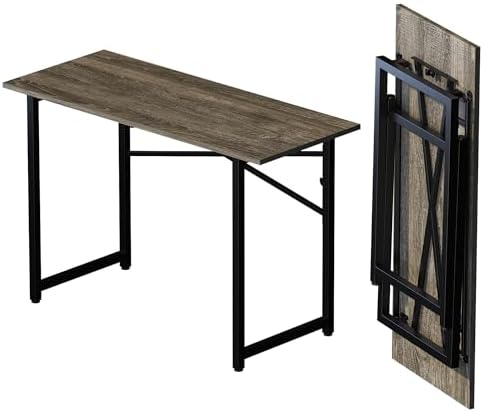 Lutown-Teen 47 inch Folding Desk No Assembly Required, Black Oak by Lutown-TeenHome