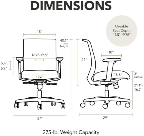 HON Convergence Ergonomic Office Chair, Office Desk Computer Chair, Indigo - Image 2