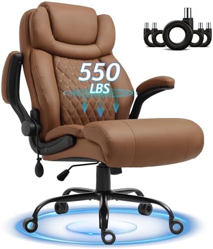 Office Chair, Big and Tall Executive Chair with Air-Lumbar Support, Breathable Desk Computer Chair with Adjustable Flip-up Armrests, Wide Cushion Seat Swivel Home Office Chair by Unknown