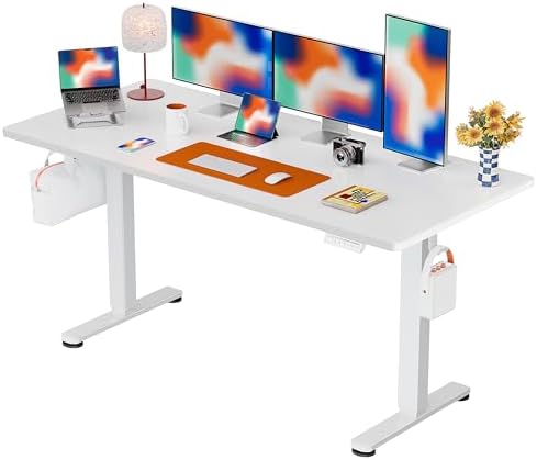 ErGear Height Adjustable Electric Standing Desk, 71 x 30 Inches Sit Stand up Desk, Memory Computer Home Office Desk, White by ErGear