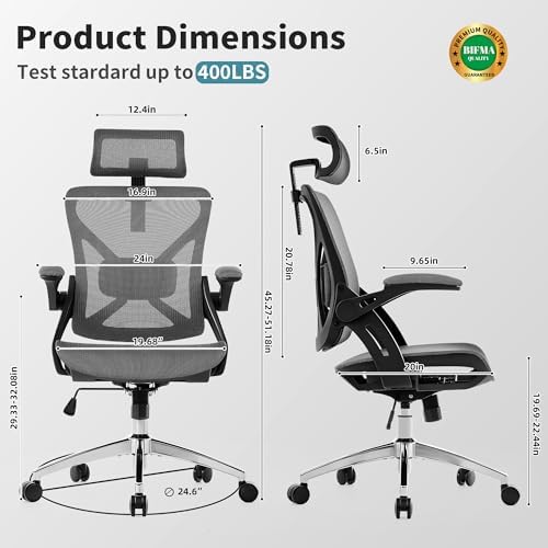 Executive Office Chairs Gaming Chairs with Headrest Lumbar,Grey - Image 2