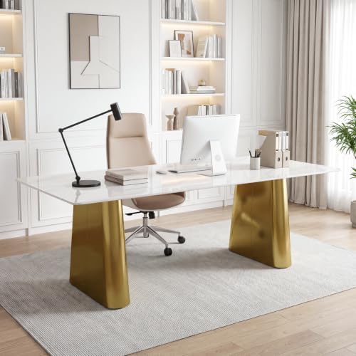 Tribesigns 63" Sintered Stone Executive Desk, Modern Office Writing Desk by Tribesigns