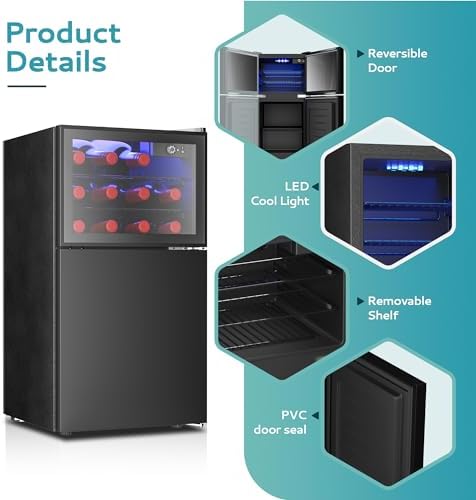 EUHOMY Double Door Mini Fridge With Freezer, Freestanding Mini Freezer - Image 6