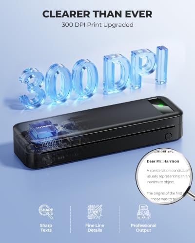 TATTMUSE AirPrint Wi-Fi Inkless Portable Printer for Travel, 8.5x11, Black - Image 6