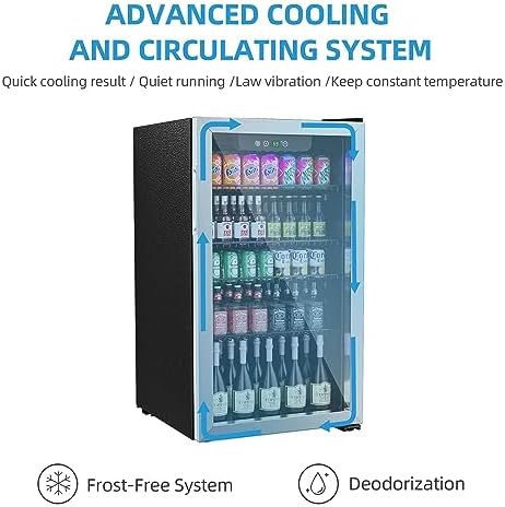 Erivess 110 Can Mini Fridge, Glass Door Beverage Refrigerator, 3.1 Cu.ft - Image 4