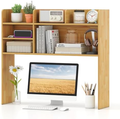 37" Desk Hutch Organizer, Desktop Bookshelf for Monitor Up to 32" by SPORFIT